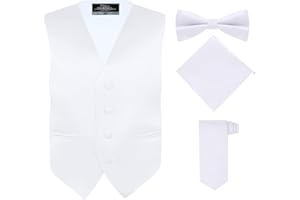 S.H. Churchill & Co. Boy's 4 Piece Vest Set, with Bow Tie, Neck Tie & Pocket Hankie
