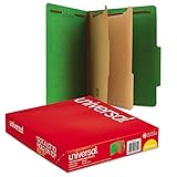 Universal Pressboard Classification Folders, Letter, Six-Section, Emerald Green, 10/Box