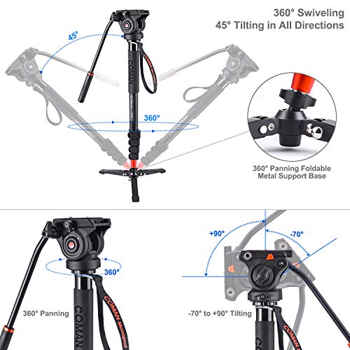 Monopod, COMAN KX3232 73.2 inch Professional Monopod Tripod Lightweight
