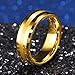 King Will Glory Mens 8mm Matte Brushed Center Tungsten Carbide Ring Yellow Gold Polished Wedding Band