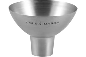 COLE & MASON Stainless Steel Salt and Pepper Funnel - Versatile Small Funnel for Filling Spice Jars and Other Kitchen Essentials - Convenient Funnels for Kitchen Use Filling Bottles - Metal Funnel