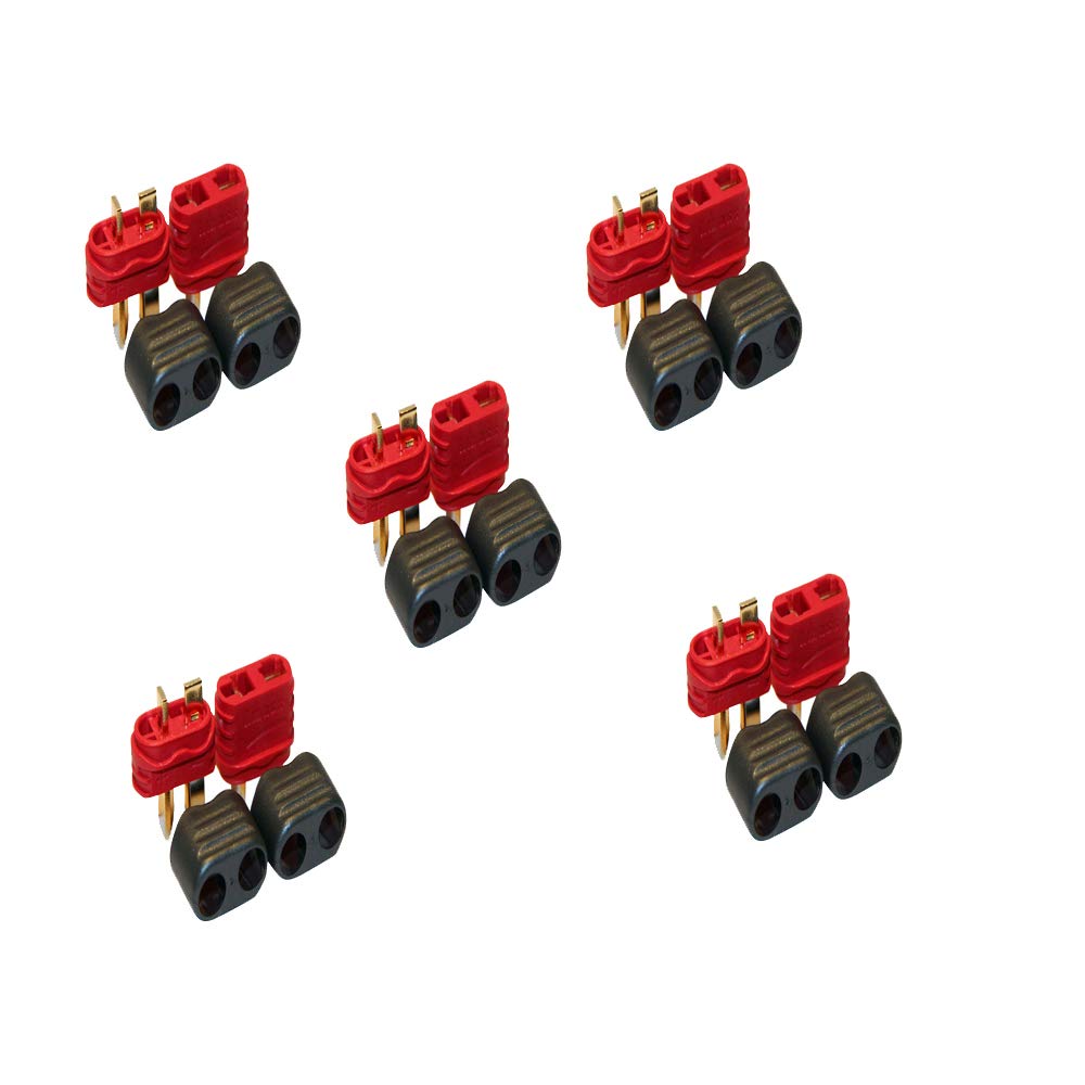 Yiqigou 5 Pairs Non-slip Amass Deans T-style Male Female Plug Connector Wireless Adapter with Sheath Upgrade Version