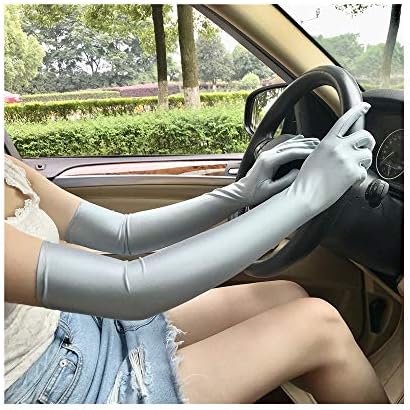 UV Protection Gloves and Long High Elastic Driving Cycling Gloves Bride Wedding Gloves (Color : Grey, Size : One Size-Two Pairs)
