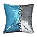 Play Tailor Sequin Pillow Cover Cushion Covers 16x16in Flip Sequins Decorative Throw Pillow Case, Silver and Blue (Insert Not Included)