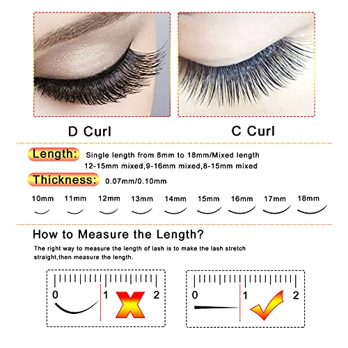 Premade Fans Volume Eyelash Extensions 3D4D5D6D 0.07/0.10mm Curl C/D 8mm18mm 5D 0.10 D Mix8
