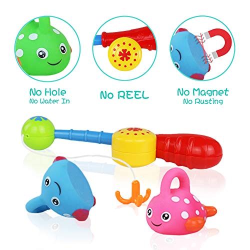 yoptote Fishing Game Bath Toys with Floating Fish Pole Enjoy Bathtub Fun Water Gifts with Happy Face for Baby Kids Girls Boys, Color Random (Style A)