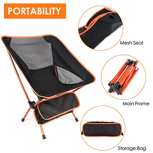 Diealles Shine Folding Camping Chair, Portable Ultralight Folding Chair with Carry Bag, Camping Chairs for Outdoors, Garden, Beach, Fishing, Picnic, Travel, Black