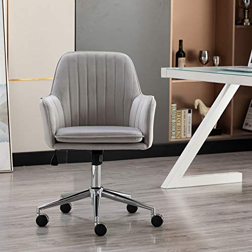Artechworks Modern Home Office Chair Velvet Desk Chair with Metal Base Mid Back Cute Ergonomic
