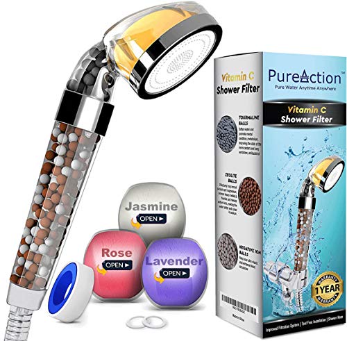 Vitamin C Shower Filter - Filtered Shower Head - Removes Chlorine and Flouride - Softens Hard Water - 4 Aroma 