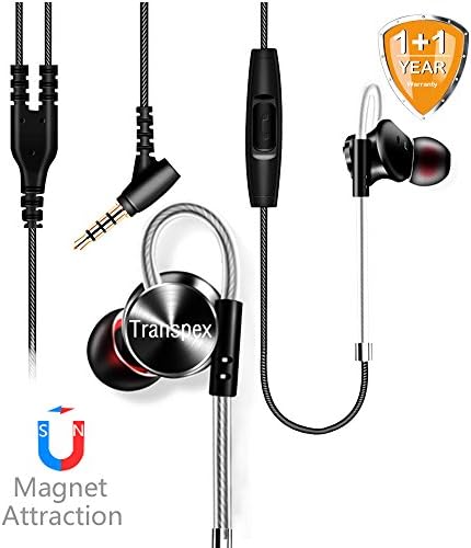 Magnetic Lightweight in-Ear Headphones, Stereo Sports Waterproof Headphones with Microphone, 3.5mm Gold-Plated Plug, Compatible with iPhone X / 8/8 Plus / 7/7 Plus / 6 / 6s, Android