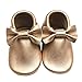 Sayoyo Baby Gold Bow Tassels Soft Sole Leather Infant Toddler Prewalker Shoes