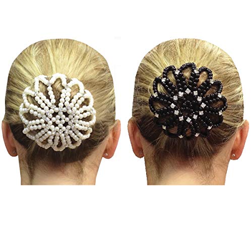 Elastic Handmade Crochet Pearl Hair Snood Net Ballet Bun Hair