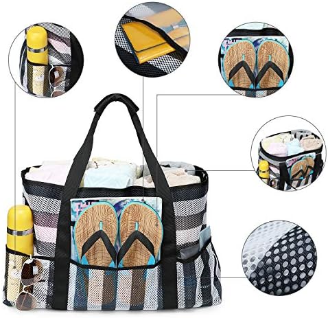 BLUBOON Mesh Beach Bag Toy Tote Bag Family Pool Oversized 22 inches Shopping Bag Waterproof Cell Phone Pocket Sandproof Bottom 6 BLUBOON Mesh Beach Bag Toy Tote Bag Family Pool Oversized 22 inches Shopping Bag Waterproof Cell Phone Pocket Sandproof Bottom