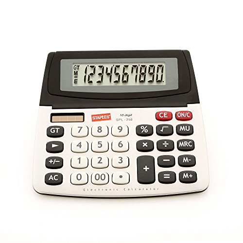 Staples SPL250 10Digit Large Display Calculator Solar Powered with