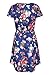 NICIAS Women Floral Short Sleeve Tunic Vintage Midi Casual Dress with Pockets Navy S