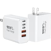 USB C Super Fast Charger Block, 100W USBC Charging Block Wall Plug Adapter | 2Pack 5-Port Type C Phone Charging Cubes Multiport Power Adapter for iPhone 18 Pro Max/Duo/17/16/15,Galaxy S26/S25 Ultra,iPad