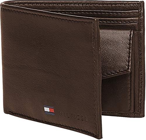 Tommy Hilfiger Men's Premium Coin Pouch Credit Card ID Wallet #Brown
