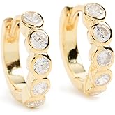 By Adina Eden Women's Bezel Huggie Earrings