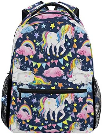 LIUBT Unicorn Rainbow Floral Pattern Casual Backpack Student School Bag Travel Hiking Camping Daypack
