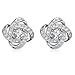 Buycitky Sterling Silver Plated Cubic Zirconia Love Knot Stud Earrings for Women Silver Love Knot Ear Rings