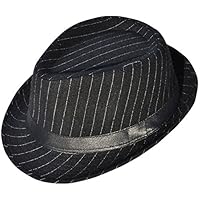 Halconia Classic Gangster Stain Resistant Crushable Fedora, Black Stripe