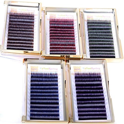 5pcs 0.15 One-side Colored Gradient Colorful Individual Eyelashes 5 colors ( Purple Blue Red Green Brown )