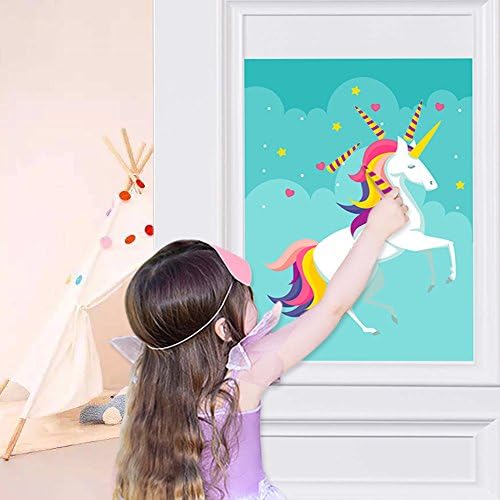 Gooidea Pin The Horn on The Unicorn Party Favor Games for Kids Birthday Party Supplies Unicorn Party Decorations for Boys and Girls