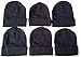 6 Mens Toboggan Hat Black Beanie Hats by excell Thermal Sport Unisex,Winter Hats