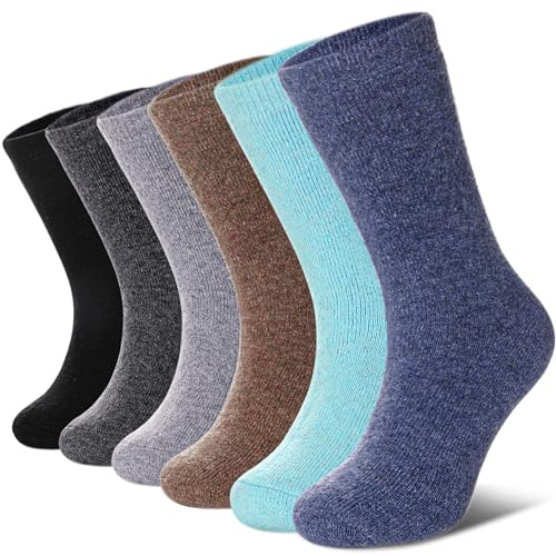 DYW Kids Merino Wool Hiking Socks Toddlers Boys Girls Winter Warm Thick Thermal Soft Cozy Crew Boot Socks 6 Pairs