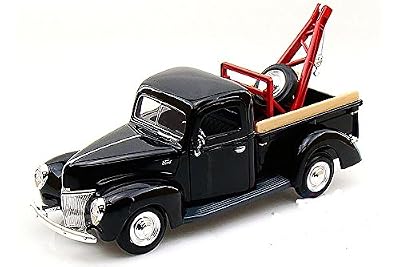MotorMax Tow Pickup Truck 1940 Ford 1:24 scale 8" diecast model car BLACK M49