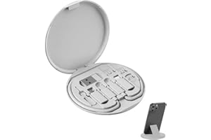 YAFIYGI 9 in 1 Cable Case USB Adapter Travel Cord Adapter Kit USB Type C to Micro USB/USB A Cable Data Transfer Tool Contains Sim Card Slot Tray Eject Pin Use as Phone Holder(Grey) Travel Cord Adapter kit