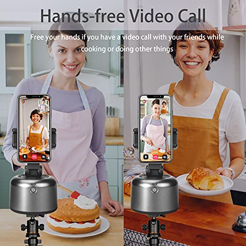 Tracking Holder Auto Face Object Tracking Camera Mount Smart Selfie Stick 360 Rotation Shooting Camera Cell Phone Holder Tripod Stand Selfie Robot Hand-Free for Live Streaming Video Call Vlog (Black)