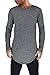 Moomphya Mens Extend Long Tail Hipster Hip Hop Streetwear T Shirts Curve Hem Long Sleeve Longline T-Shirt,Black1,Large