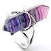 JOVIVI Jewelry Gemstone Hexagon Beads Healing Point Chakra Good luck Finger Ring --Adjustable Size (Fluorite Stone)