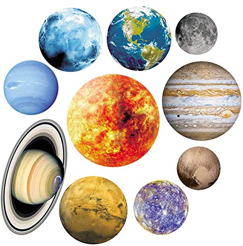 BETOY Luminous Wall Sticker 9 Nine Planets Solar System Fluorescent Wall Stickers Decoration for Kids Bedroom Living Room Nursery Baby Room, Kids Wall Stickers, Solar System