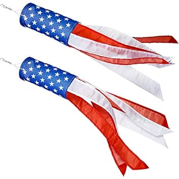 Boao 2 Pieces Windsock Colorful Hanging Decoration Windsock Waterproof Material for Outdoor Hanging(4 Inch, Stars and Stripes)