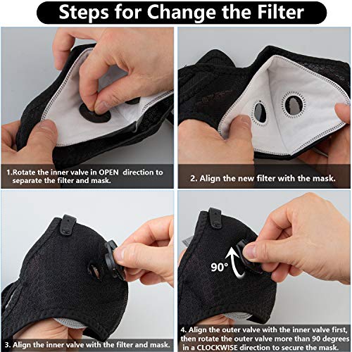 Begleri Anti-poussière Anti-Pollution Sport Lavable Réutilisable pour Le Cyclisme et la Course à Pied, Ensemble 2 (Noir)