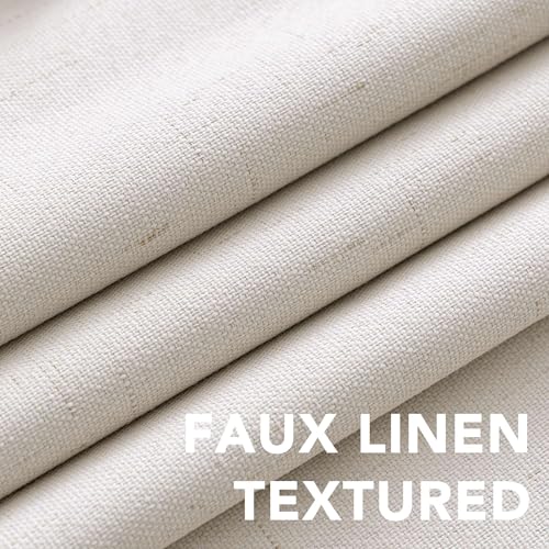 H.VERSAILTEX Cortinas Opacas para Recámara, Lino 100% Negro, para Puerta Corrediza, de Ventana Texturizadas, Ojales, Eficiencia Energética, Forro Blanco, 2 Paneles, 132 x 213 cm, Marfil