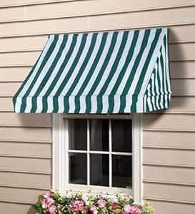 8’ Straight Edge Window And Door Awnings, In Green/White Stripe - Patio