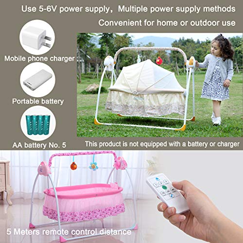 CBBBBAY Electric Baby Cradle Swing Sleeping Rocking Basket Bassinet Newborn Crib Bed