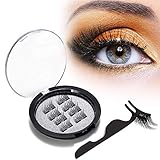 Vassoul Dual Magnetic Eyelashes, 0.2mm Ultra Thin Magnet, Light weight & Easy to Wear, Best 3D Reusable Eyelashes with Applicator (8 PC with Tweezers)