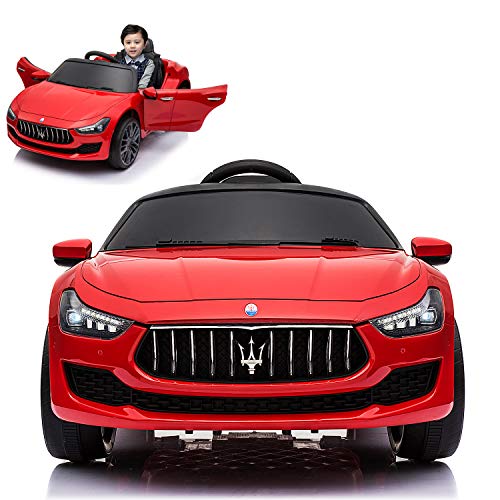 Maserati Ghibli Electric Ride On Car with Remote Control for Kids | 12V Power Battery Official Licensed Kid Car to Drive with 2.4G Radio Parental Control Opening Doors Red