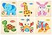XADP 6 Sets Wooden Puzzles-Giraffe,Elepant,Rabbit,Tortoise,Crab and Fish Puzzles for Kids Toddlers Boys and Girls Age 3 4 5