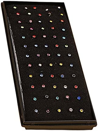 Special Jewelry, Surgical Steel Single Zircon Ending 60 Pieces Nose Labret Lip Ring Set