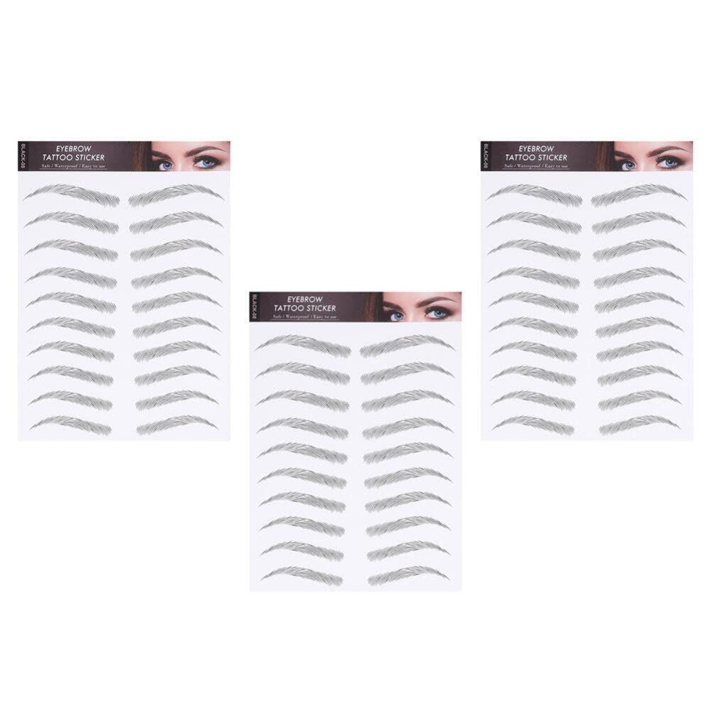 Imitation Eyebrow Stickers 3 Sheets Hair- Like Authentic Eyebrows Waterproof Brow Sticker Temporary Brow Fake Eyebrow Stickers
