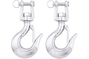 Slip Hooks, Lsqurel 3/8 304 Stainless Steel Chain Hook Clevis Hook Safety Hook Winch Hook for Chain, Cable etc (Capacity 2200lb)