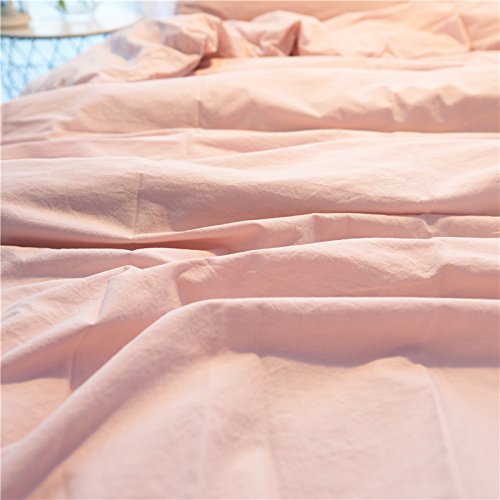 Meaning4 Pom poms Fringe Cotton Duvet Cover Pink Twin Size 68 x 90inches