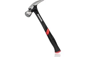 STARWORK 20 oz Hammer with Comfort Grip, Nailing Hammer Steel Head Steel Handle, AntiVibe, Rip Claw