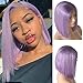 Benafee Lilac Lace Front Human Hair Bob Wig Silky Straight Middle Part Short Bob Wigs Glueless Pre Plucked 180 Density Swiss Lace Remy Hair Bob Wig 8 Inch