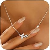 XAYAH Dainty Lucky Leaf Flowers Necklace for Women 925 Sterling Silver Trendy 14K Gold Plated Cute CZ Flower Charm Necklace to Daughter Mom Stackable Blossom Pendant Chain Valentines Day Gifts Jewelry